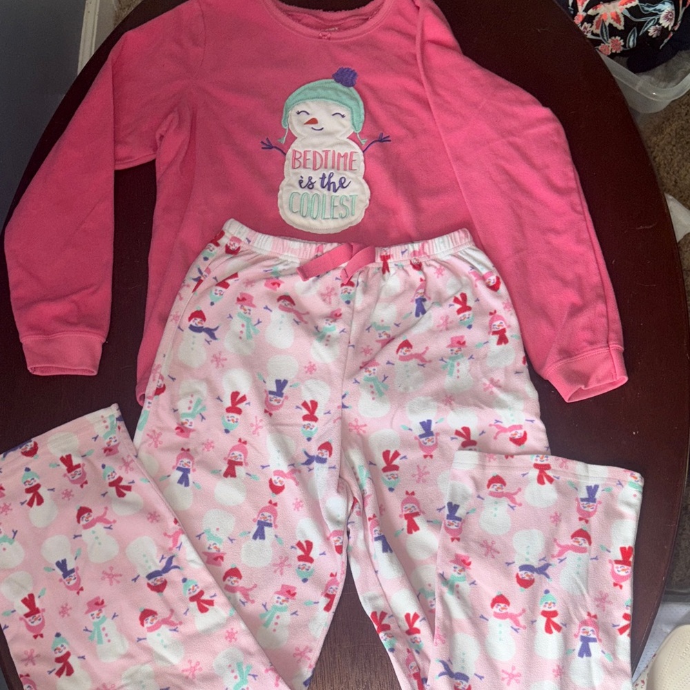 Carter's girls  Pink Snowman Pajama Set